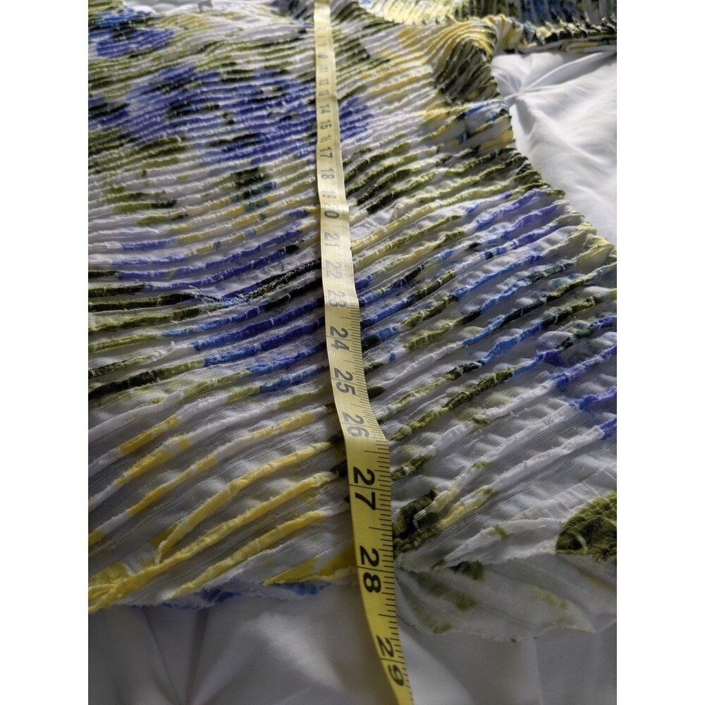 Susan Graver Tunic Top Womens XL Purple Yellow Watercolor Abstract Art To Wear - Picture 9 of 9